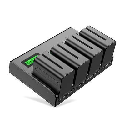 NP-F970 Batteries and 4-Channel Charger for Sony NP-F970, NP-F960, NP-F950, NP-F930, NP-F770, NP-F750, NP-F570, NP-F550 Battery and for Handycam LED Light Monitor