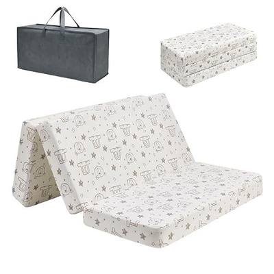 RSN Trifold Pack and Play Mattress 38'' x 26'' x 3'', Soft Baby Memory Foam Pack N Play for Toddlers, Portable Mini Travel Crib Playpen Mattress with Waterproof Washable Cover and Carry Bag