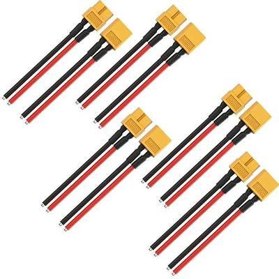RioRand XT30 XT60 XT90 Male & Female Connector Pigtail, Assorted AWG 100mm Silicone Wire for RC Lipo Battery FPV Drone RC Car Boat 5PCS(XT60)