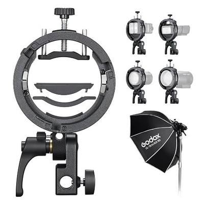 Godox S3 Speedlite Bracket, Compact Lightweight Bowens Mount for Godox V1/V1Pro, AD200/AD300, V860II/III, 20% Smaller Than S2, ±90° Angle Adjustment & Umbrella Hole, 0.45kg
