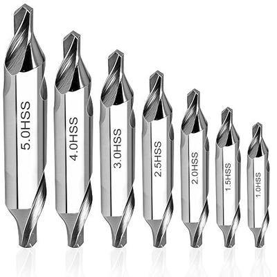 7 PCS Round M2 High Speed Steel Center Drill Bit Set, Lathe Tools with 60-Degree Angle, Countersink Drill Bits for Precise Hole Positioning on Metal Lathes. Size 1.0 1.5 2.0 2.5 3.0 4.0 5.0