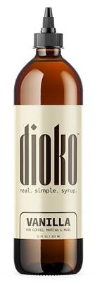 Dioko Premium Syrup, 12 fl. oz Premium Coffee & Dessert Syrup with Easy Pour Spout | No Artificial Dyes or Colors | Gluten Free | Perfect for Lattes, Iced Coffee, Cocktails, Pancakes & More (Vanilla)