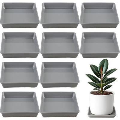 10 Pack Square Plant Saucer 14 Inches Plant Trays for Pots Plastic Square Drip Trays Flower Pot Saucers Black Planter Water Tray Plant Drainage Tray, Gray