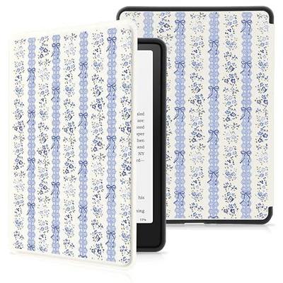 Cute Blue Floral Case for 6" Kindle 11th Generation (2024/2022 Release), Slim Fit Lightweight Cover,Auto Sleep/Wake Protective Case for Kindle Basic(Model NO.RS23CV/C2V2L3)