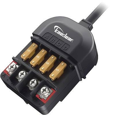 KAEDEAR Motorcycle Power Relay Kit DC12V 20A, Waterproof 4-Way Fuse Block Acc Splitter, Quick-Connect Stripped Wires, 4 Accessory Power Distribution Junction Box - Junction Power Relay KDR-E2