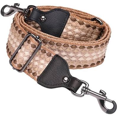 Nefelibata Banjo Strap, 2" Wide Full Grain Cowhide Guitar Strap Adjustable Replacement,Multi-pattern Strap for Banjo With Metal Clips(Retro polka dot brown)