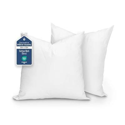 Martex Decorative Throw Pillow Inserts, White, 12" x 12", Pack of 2 | Soft, Supportive & Fluffy, Poly-Cotton Blend Cover, Plush Polyester Fill, Perfect for Sofa, Bed & Living Room