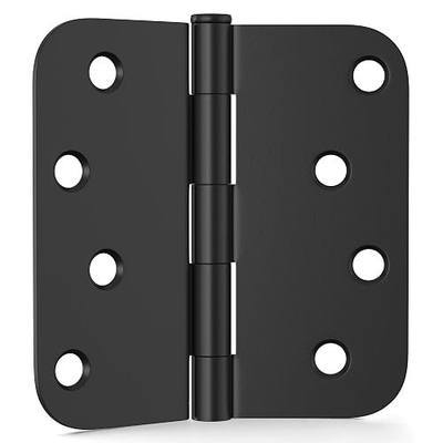 3 Pack Door Hinges 4 Inch, Matte Black Hinges with 5/8" Radius & Square Corners, Removable Pin, Exterior Door Hinges Perfect for Heavy-Duty Front & Back Door, Anti-Rust & No Squeaks