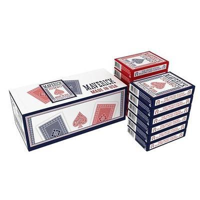 Maverick Playing Cards 12 Pack Made in USA Jumbo Index Red Blue | New and improved quality, Easy-to-read jumbo index, Smooth plastic coating, 52 cards plus 2 Jokers per deck