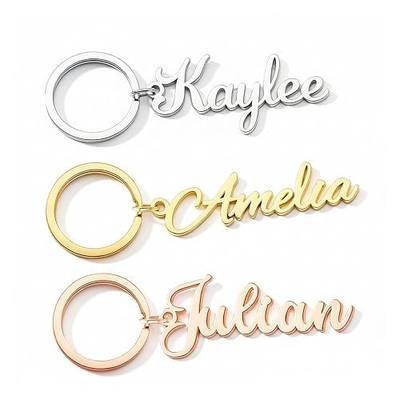Elemtansy Custom Name Keychain,18K Gold Plated Personalized Key Chain Accessories for Women,Customized Gifts for Christmas