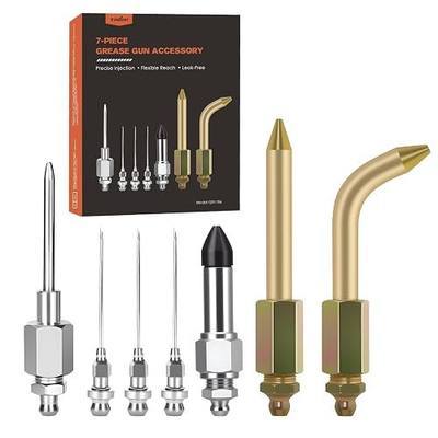 TRILINK Grease Gun Needle Tip Kit – 7PCS Grease Gun Accessory Set with 3 Grease Injector Needle, Grease Needle Dispenser, Rubber Joint Fitting, Bent & Straight Adapter for Bearings & Tight Spaces