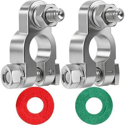 Battery Terminal Connectors,Military Spec Positive Negative Heavy Duty Battery Terminals with 2 Anti Corrosion Washers for Cars,Trucks,Marine and More