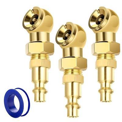 DXNQ 3 PCS Ball Foot Air Chuck Set, 1/4" FNPT Closed Flow Portable Tire Chuck with Quick Plug Teflon Tape, Brass Closed Ball Tire Gauge Nozzle Kit for Air Compressor Attachment