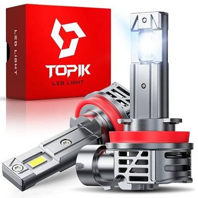 TOPIK H11 H8 H9 Bulbs, 32,000LM Brighter 6500K Cool White | Anti-Flicker, 50,000Hrs Lifespan, H8/H9 Light Compatible for Cars Trucks SUVs, Pack of 2
