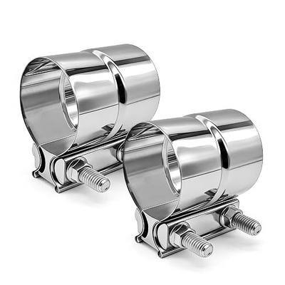 3 Inch Exhaust Clamp, Stainless Steel 304 Lap Joint Band Clamp For 3" Od To 3" Id Exhaust Pipe, Muffler, Elbow, Exhaust Tubing Connection, Catalytic Converters (2PCS)