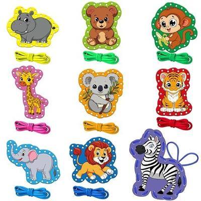 Animals Lacing Cards,Double Side Toddler Sewing Kit for Kids,Fine Motor Skills toys,Shoe Tying Practice,Manipulatives for Preschoolers,Classroom Must Haves,Preschool Learning Activities