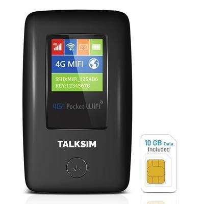 4G Mobile Hotspot with US 10GB & Global 1GB Data, Portable WiFi Hotspot for Travel in 140+ Countries, Long-Lasting 6000mAh Battery, 10 Connected Devices, No SIM Required, No Contract