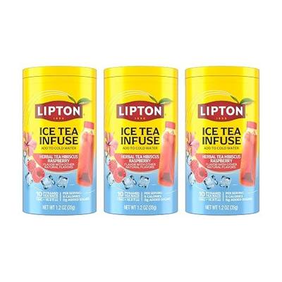 Lipton Ice Tea Infuse Hibiscus Raspberry Citrus Cold Brew Tea Bags for On-The-Go or At Home 10 Tea Bags (Pack of 3)
