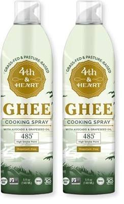 4th & Heart Original Ghee Oil Non-Stick Cooking Spray, Made with Grass-Fed, Pasture-Raised Ghee, Keto, Lactose-Free, Certified Paleo Baking Spray (5oz) (Pack of 2)