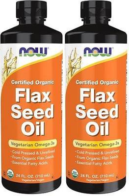 NOW Foods Supplements, Certified Organic Flax Seed Oil Liquid, Cold-Pressed and Unrefined, 24-Ounce (Pack of 2)