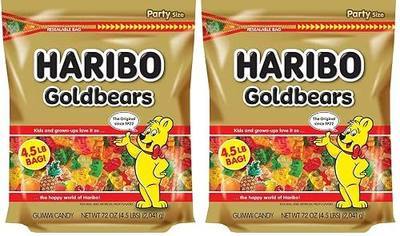 HARIBO Gummi Candy, Original Goldbears Gummy Bears Resealable Party Size Bag, Delicious Soft & Chewy Sweet Snacks, Assorted Fruity Flavors, 72 Ounce (Pack of 2)
