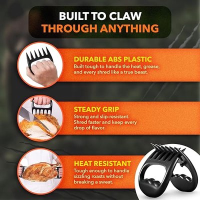 Beast Claws Meat Shredder Claws for Pulled Pork, BBQ & Smoking, Dishwasher Safe BPA-Free ABS Meat Claws for Shredding Chicken Brisket Turkey, Durable Safe BBQ Tools & Funny Gift for Men Pitmasters