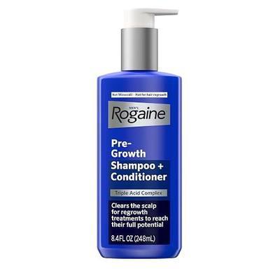 Rogaine Men's Pre-Growth 2 in 1 Shampoo + Conditioner with Triple Acid Complex, Scalp Purifying Shampoo Removes Build-Up To Maximize Hair Regrowth Treatments, Not Minoxidil, 8.4 fl. oz