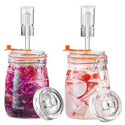 JILLMO 1.1L Fermentation Jar Kit with Airlock & Weight, 2 Pack | Glass Fermenting Kit for Making Sauerkraut, Kimchi, Pickles and More