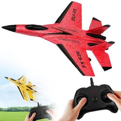 JUDUNA 2026 New Remote Control Airplane, Gravity Glider Foam RC Fighter 360° Remote Control Glider Airplanes with Lights Airplane Model (Red)
