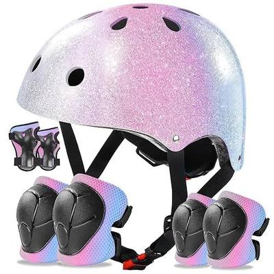 Kids Bike Helmet Set for Boys Girls Toddler Bicycle Helmet Adjustable Skateboard Helmet Protective Gear Set Knee Elbow Wrist Pads for Children Cycling, Scooter, Outdoor Sports