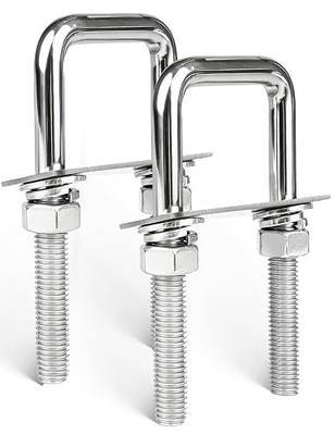 Anina 2 Set Square U Bolts 4-1/2" L X 2-1/16" W X M12 Thread with Frame Plates, Nuts and Washers Stainless Steel U Clamp Bolts for Trailer, Ski Boat, Tube, Sailboat