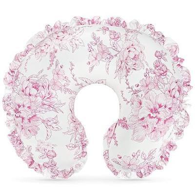 DILIMI Nursing Pillow Cover, Removable Ruffled Pillowcase for Breastfeeding Pillows, Ultra Soft Comfortable Slipcover for Baby Girl and Boy, Pink Floral