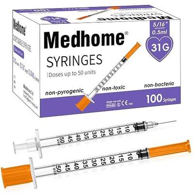0.5ml 31G 5/16inch Syringe, Individually Wrapped, Pack of 100