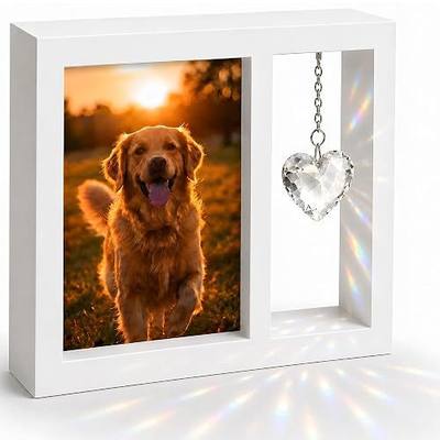 Dog Memorial Gifts for Loss of Dog, 4x6 Pet Picture Frame Keepsake | Solid wood, fits one 4x6 vertical photo; crystal heart suncatcher; sympathy keepsake for a dog that passed away, gift boxed