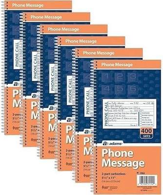 Adams Message Book Phone Call, Carbonless Duplicate, 5.50 x 11 Inches, 400 Sets, White/Canary Set of 6
