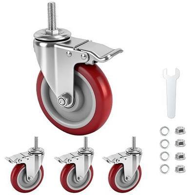 Caster Wheels,5 Inch Locking Swivel Caster for Furniture with Threaded Stem | 1/2"-13 x 1 (Screw Diameter 1/2",Screw Length 1.5") Casters Set of 4 Heavy Duty,Industrial Castors Wheels for Cart