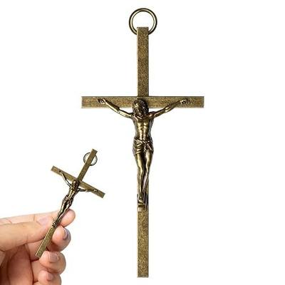 KUXBET Crucifix Cross, Metal Vintage Crucifix with Jesus Crucifix, My Heart/Encouragement Gift Pocket Stress Cross Fidget for Christian Faith, Prayer, Christmas Gifts (4.1inch, Antique)