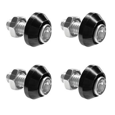 4 PCS Motorcycle License Plate Bolts, M6 Rustproof Aluminum Alloy License Plate Frame Fasteners, Tag Frame Decorative Mounting Screws for Most Motorcycles Cars Trucks (Black)