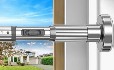 Silver Tension Curtain Rod 41-166In,Extra Long Curtain Rod No Drilling | for Window Patio, Shower Rod or Bathroom,Rod Diameter 1.26In-One-bond stretching