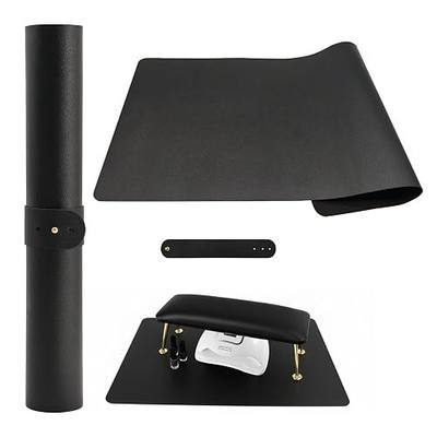 Foldable Nail Art Table Mat, Waterproof PU Leather Desk Mat for Manicure, Non-Slip Protective Pad for Nail Tech Salon Home, Portable and Easy Clean (Black, 60x30cm)