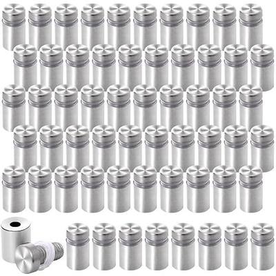 60 PCS Stainless Steel Sign Standoffs, 1/2" x 3/4" Standoff Screws | For 3-8mm acrylic, glass and sign panels. Includes rubber spacers. Wall anchors not included.