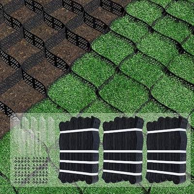 Geo Ground Grid 30x9.8 FT, 4" Depth Gravel Driveway Grid 1885 lbs per Sq Ft Load, Geogrid Gravel Retainer with Connectors and Stakes for DIY Patio Walkway Slope Grass Pathway Shed Base & Parking Lot