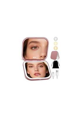 Magnifying Mirror with Light, Rechargeable 40X Compact Mirror with 3 Lighting Modes & Dimmable Brightness, Portable Travel Makeup Mirror with Light, Essentials for Travel, Pocket Purse Rose