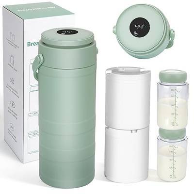 Portable Breast Milk Cooler for Outdoors & Work, 360° Total Cooling Keeps Milk Fresh for 24 Hours, 19oz Large Capacity Travel Breastmilk Chiller with Temp Display & 2pcs Bottle for Breastmilk Storage