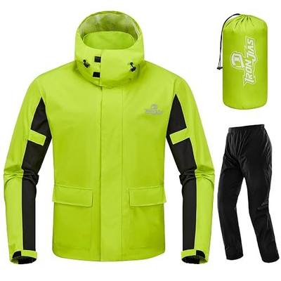 IRON JIA'S Rain Suit, Motorcycle Rain Gear for Men & Women, Waterproof Jacket and Pants, Breathable Reflective Raincoat for Farm Fishing Golf (Green L)