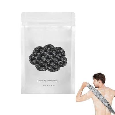 Exfoliating Shower Towel 47", Premium Scrub Wash Cloth for Body Face, Shower Towel for Smooth Skin, 2-in-1 Exfoliating Washcloth-Body Scrubber with 2 Sides for All Skin Types (Black)