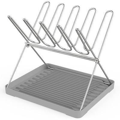 Bottle Drying Rack, Stainless Steel Foldable Water Bottle Drying Rack Organizer with Drain Tray for Baby Bottles, Cups, Mugs and Glass, Baby Bottles Dryer Countertop, Stainless Steel