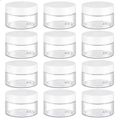 4 Pack 1 Oz Plastic Container Jars with White Lids, 1oz Small Containers with Lids for Cosmetic Makeup Beauty Products, Salve, Slime, Sample, Travel, BPA Free | Wide Mouth | Refillable