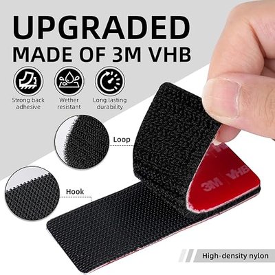 10 Pairs Heavy Duty Hook and Loop Strips 0.95" x 3", Made with 3M GPH-110GF | Heat-Resistant Adhesive Strips, Waterproof Mounting Tape for Outdoor, Home, Garage, Garden & DIY Projects