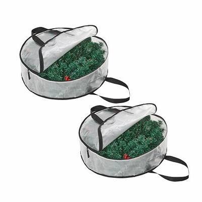 Hayoulabo 2 Pack Clear Christmas Wreath Storage Bags 24 Inch - Waterproof Wreath Container with Dual Zipper and Reinforced Handles for Artificial Wreath, Garland and Holiday Decor Organization
